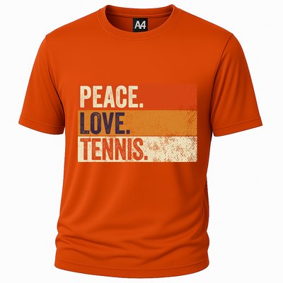 Peace Love Tennis Funny Mother Father Tennis Lover Vintage Gift Cooling Performance Crew T-Shirt