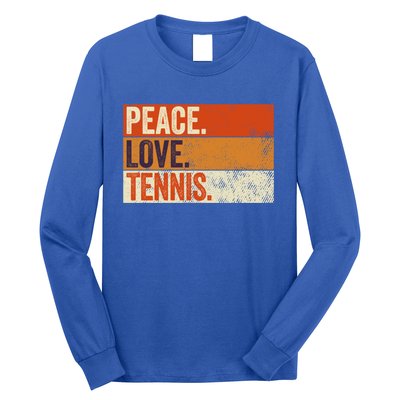 Peace Love Tennis Funny Mother Father Tennis Lover Vintage Gift Long Sleeve Shirt