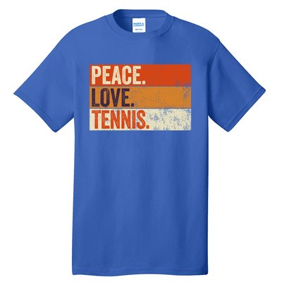 Peace Love Tennis Funny Mother Father Tennis Lover Vintage Gift Tall T-Shirt