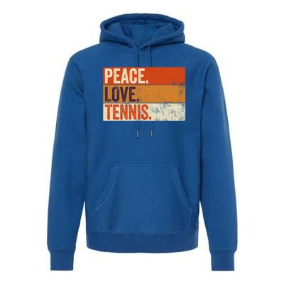 Peace Love Tennis Funny Mother Father Tennis Lover Vintage Gift Premium Hoodie