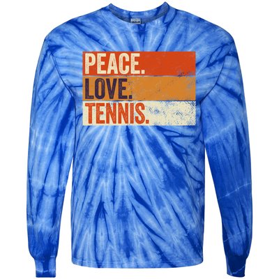 Peace Love Tennis Funny Mother Father Tennis Lover Vintage Gift Tie-Dye Long Sleeve Shirt