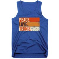 Peace Love Tennis Funny Mother Father Tennis Lover Vintage Gift Tank Top