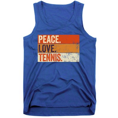 Peace Love Tennis Funny Mother Father Tennis Lover Vintage Gift Tank Top