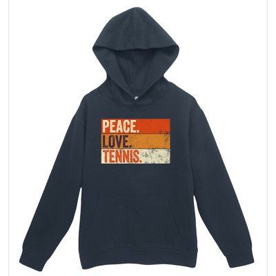 Peace Love Tennis Funny Mother Father Tennis Lover Vintage Gift Urban Pullover Hoodie