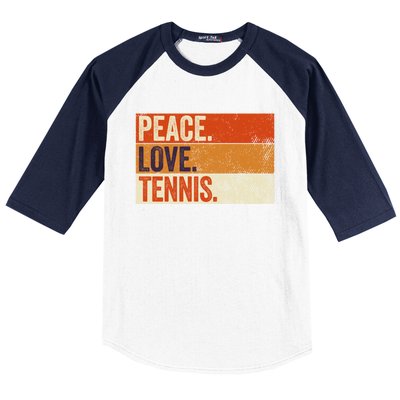 Peace Love Tennis Funny Mother Father Tennis Lover Vintage Gift Baseball Sleeve Shirt