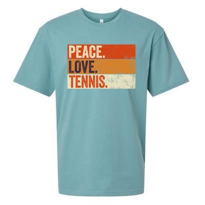 Peace Love Tennis Funny Mother Father Tennis Lover Vintage Gift Sueded Cloud Jersey T-Shirt