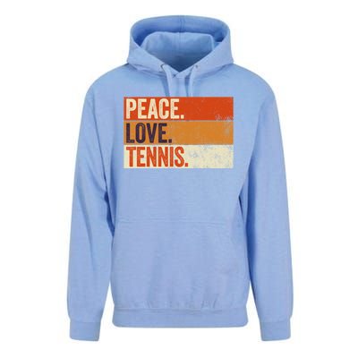 Peace Love Tennis Funny Mother Father Tennis Lover Vintage Gift Unisex Surf Hoodie