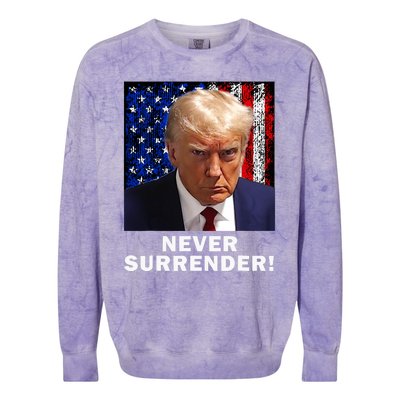 President Legend Trump 2024 Mugshot Never Surrender Colorblast Crewneck Sweatshirt