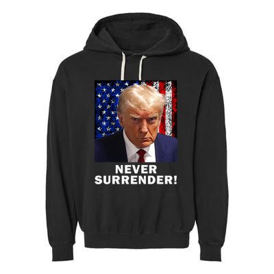 President Legend Trump 2024 Mugshot Never Surrender Garment-Dyed Fleece Hoodie