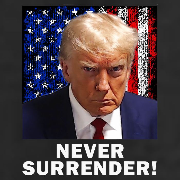 President Legend Trump 2024 Mugshot Never Surrender 7 Panel Mesh Trucker Snapback Hat