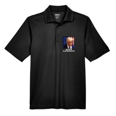 President Legend Trump 2024 Mugshot Never Surrender Men's Origin Performance Pique Polo