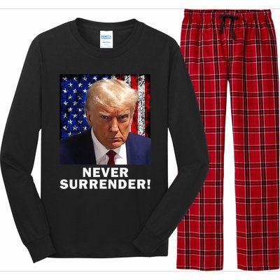 President Legend Trump 2024 Mugshot Never Surrender Long Sleeve Pajama Set