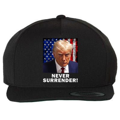 President Legend Trump 2024 Mugshot Never Surrender Wool Snapback Cap