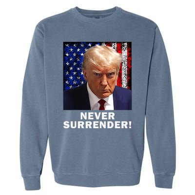 President Legend Trump 2024 Mugshot Never Surrender Garment-Dyed Sweatshirt