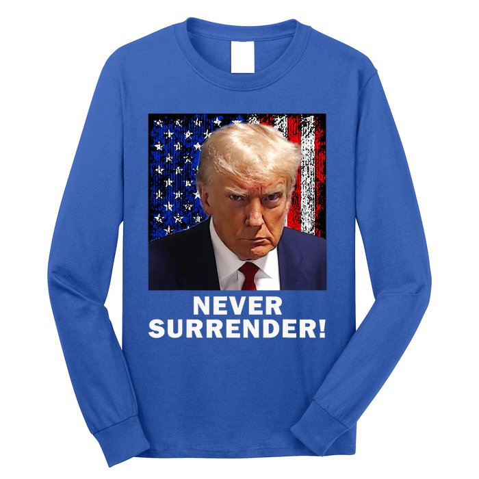 President Legend Trump 2024 Mugshot Never Surrender Long Sleeve Shirt