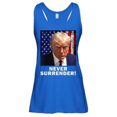 President Legend Trump 2024 Mugshot Never Surrender Ladies Essential Flowy Tank