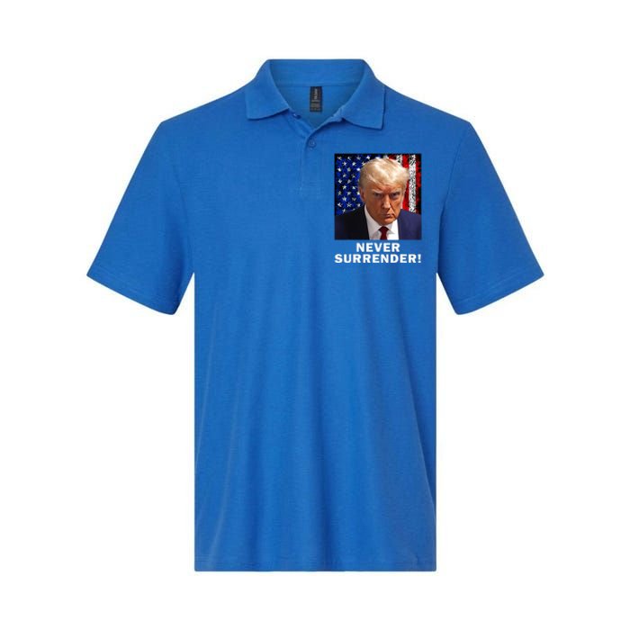 President Legend Trump 2024 Mugshot Never Surrender Softstyle Adult Sport Polo