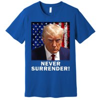 President Legend Trump 2024 Mugshot Never Surrender Premium T-Shirt