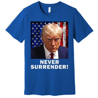 President Legend Trump 2024 Mugshot Never Surrender Premium T-Shirt