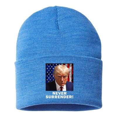 President Legend Trump 2024 Mugshot Never Surrender Sustainable Knit Beanie