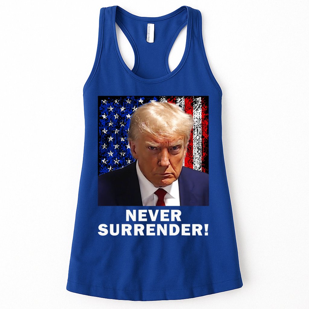 President Legend Trump 2024 Mugshot Never Surrender Womens Tank Top