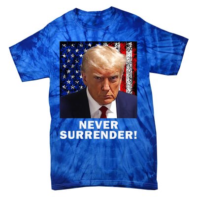 President Legend Trump 2024 Mugshot Never Surrender Tie-Dye T-Shirt