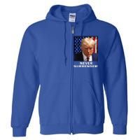 President Legend Trump 2024 Mugshot Never Surrender Full Zip Hoodie