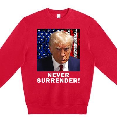 President Legend Trump 2024 Mugshot Never Surrender Premium Crewneck Sweatshirt