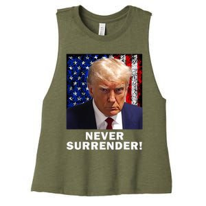 President Legend Trump 2024 Mugshot Never Surrender Women's Racerback Cropped Tank