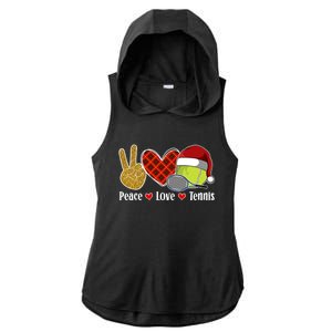 Peace Love Tennis Christmas Tennis Player Xmas Party Cool Gift Ladies PosiCharge Tri-Blend Wicking Draft Hoodie Tank