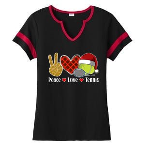 Peace Love Tennis Christmas Tennis Player Xmas Party Cool Gift Ladies Halftime Notch Neck Tee