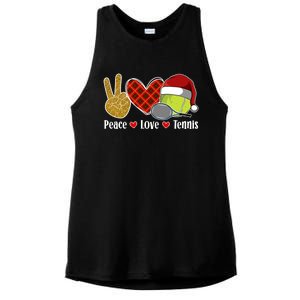 Peace Love Tennis Christmas Tennis Player Xmas Party Cool Gift Ladies PosiCharge Tri-Blend Wicking Tank