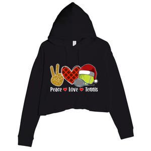 Peace Love Tennis Christmas Tennis Player Xmas Party Cool Gift Crop Fleece Hoodie