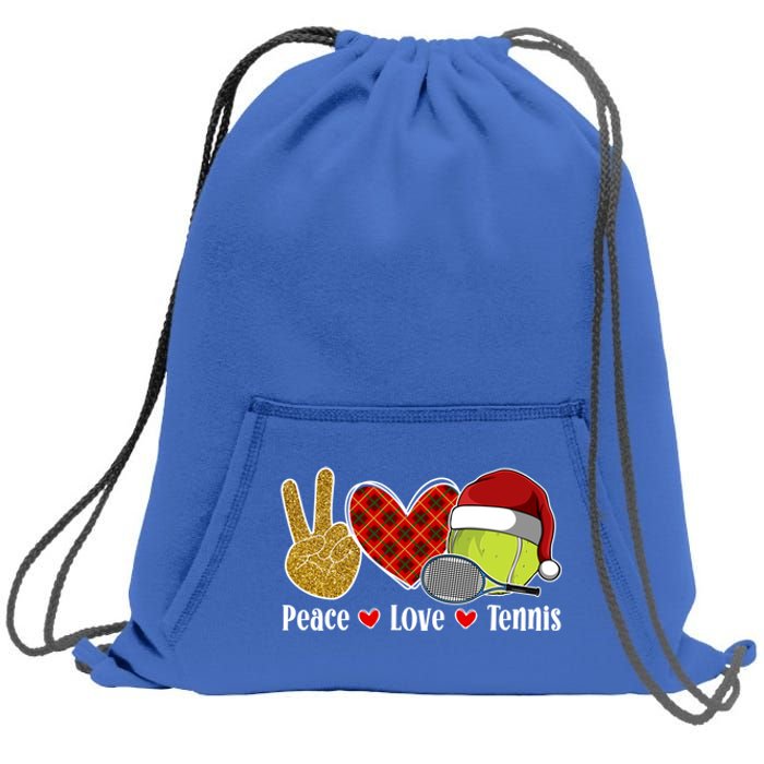 Peace Love Tennis Christmas Tennis Player Xmas Party Cool Gift Sweatshirt Cinch Pack Bag