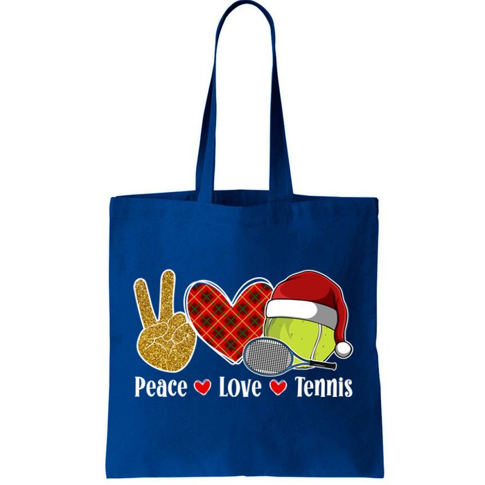 Peace Love Tennis Christmas Tennis Player Xmas Party Cool Gift Tote Bag