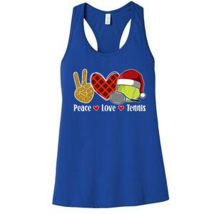 Peace Love Tennis Christmas Tennis Player Xmas Party Cool Gift Women's Racerback Tank