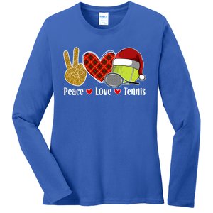 Peace Love Tennis Christmas Tennis Player Xmas Party Cool Gift Ladies Long Sleeve Shirt