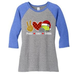 Peace Love Tennis Christmas Tennis Player Xmas Party Cool Gift Women's Tri-Blend 3/4-Sleeve Raglan Shirt