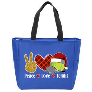 Peace Love Tennis Christmas Tennis Player Xmas Party Cool Gift Zip Tote Bag