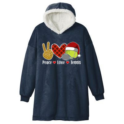 Peace Love Tennis Christmas Tennis Player Xmas Party Cool Gift Hooded Wearable Blanket