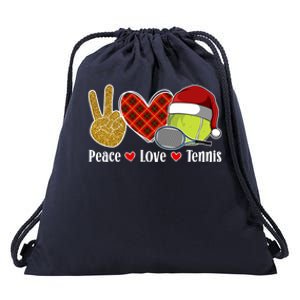 Peace Love Tennis Christmas Tennis Player Xmas Party Cool Gift Drawstring Bag