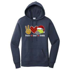 Peace Love Tennis Christmas Tennis Player Xmas Party Cool Gift Women's Pullover Hoodie