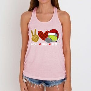 Peace Love Tennis Christmas Tennis Player Xmas Party Cool Gift Women's Knotted Racerback Tank