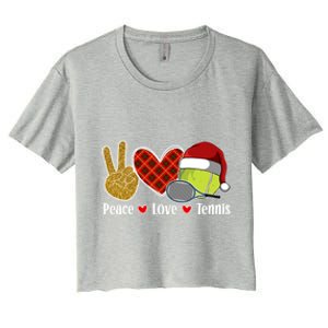 Peace Love Tennis Christmas Tennis Player Xmas Party Cool Gift Women's Crop Top Tee