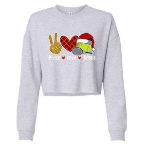 Peace Love Tennis Christmas Tennis Player Xmas Party Cool Gift Cropped Pullover Crew