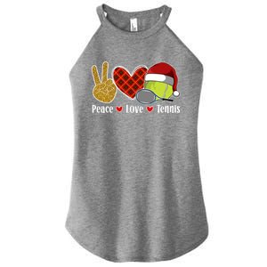 Peace Love Tennis Christmas Tennis Player Xmas Party Cool Gift Women's Perfect Tri Rocker Tank