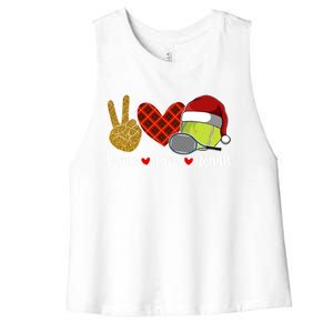 Peace Love Tennis Christmas Tennis Player Xmas Party Cool Gift Women's Racerback Cropped Tank