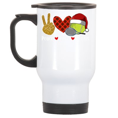 Peace Love Tennis Christmas Tennis Player Xmas Party Cool Gift Stainless Steel Travel Mug