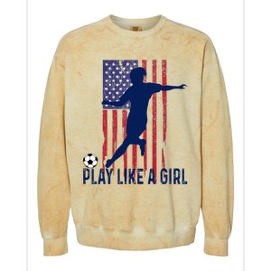 Play Like USA Flag Football Team  Game Goal Soccer Colorblast Crewneck Sweatshirt