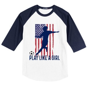 Play Like USA Flag Football Team  Game Goal Soccer Baseball Sleeve Shirt